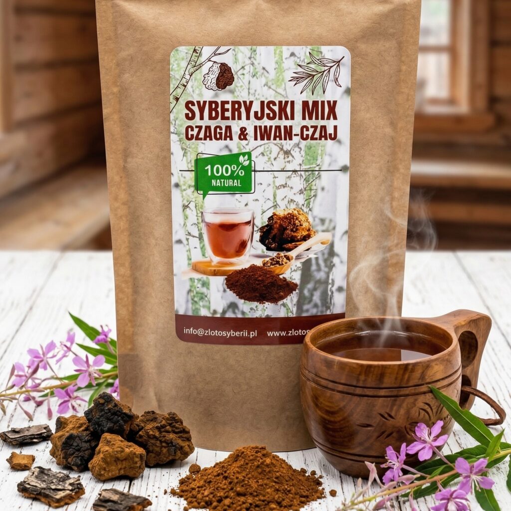 SYBERYJSKI MIX Czaga + Iwan-Czaj 250g | 100% Naturalny | Mielona Huba Brzozowa & Fermentowana Wierzbówka