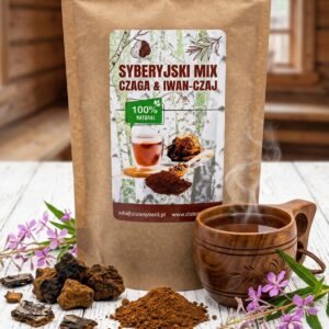 SYBERYJSKI MIX Czaga + Iwan-Czaj 250g | 100% Naturalny | Mielona Huba Brzozowa & Fermentowana Wierzbówka